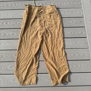 Silk House 100% Silk Wide Leg Drawstring Pants Size Medium Tan Beige